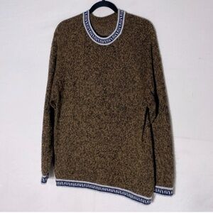 Brown Soft Alpaca Knit Crew Neck Pullover Sweater S